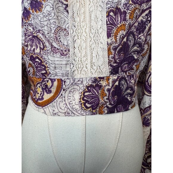2//$30 NWT Band Of The Free XS Bohemian Paisley Blouse Full Sleeves - Picture 11 of 15